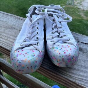 Converse White Sneakers with Multicolor Glitter